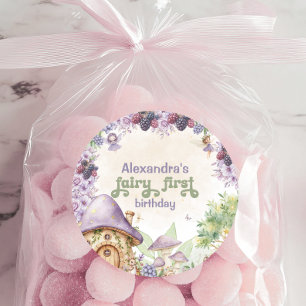 Adesivo Roxo Fada Primeiro Morango Primeiro Aniversário