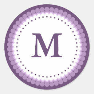 Adesivo Roxo feito sob encomenda monograma Scalloped