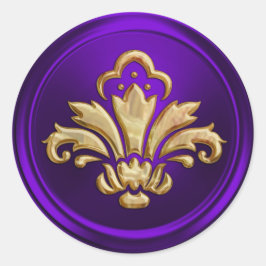Adesivo Roxo Fleur de Lis Envelope Selo Emboscada