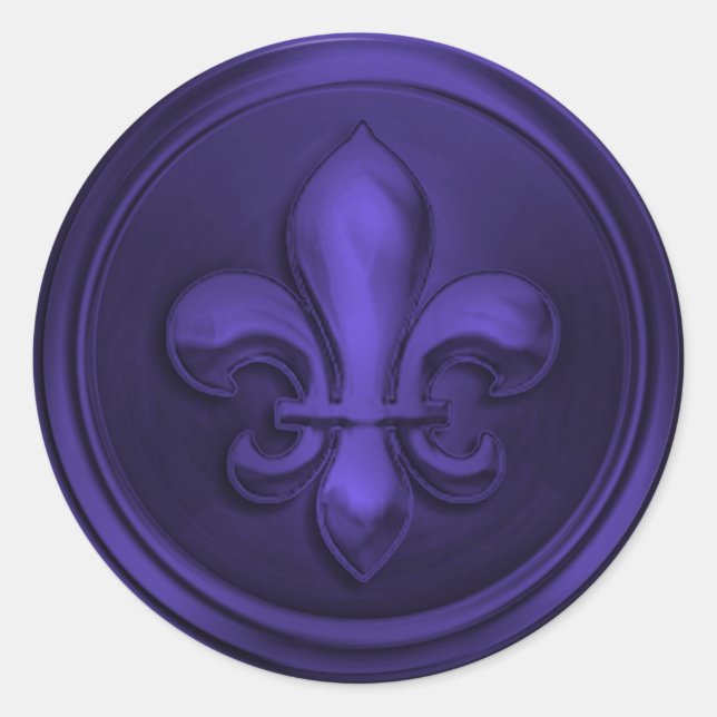 Adesivo Roxo Fleur de Lis Envelope Selo Emboscada (Frente)