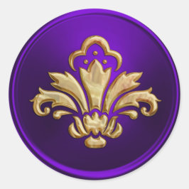 Adesivo Roxo Fleur de Lis Envelope Selo Emboscada