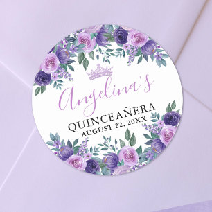 Adesivo Roxo Floral Quinze Anos
