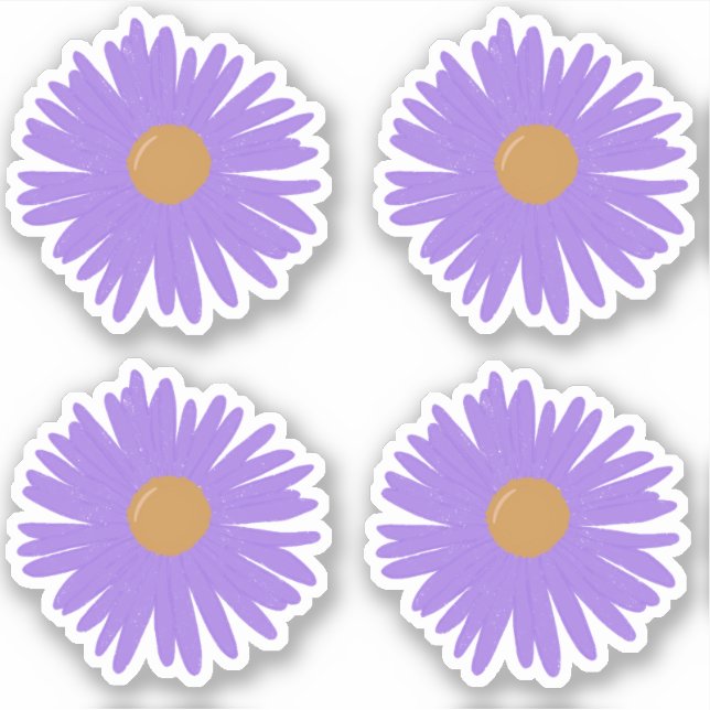Adesivo Roxo Flores Aster, acrílicas, para desenho manual (Frente)