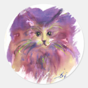 ADESIVO ROXO GATINHO, RETRATO DE GATO