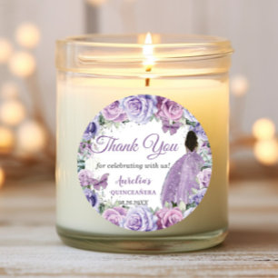 Adesivo Roxo Lavanda Floral Quinceañera Marrom Princesa