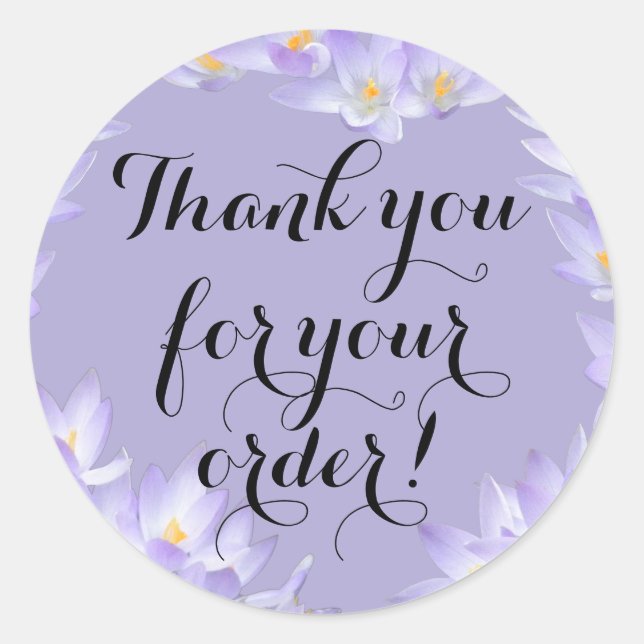 Adesivo Roxo Lilás Quadro de Flores Romântico Fofo Obrigad (Frente)