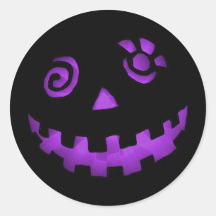 Adesivo Roxo louco da cara da abóbora da lanterna de Jack