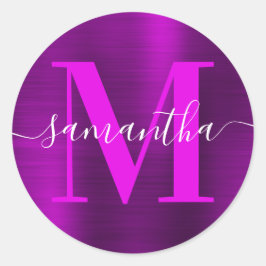 Adesivo Roxo Magenta Moderno Monograma Folha