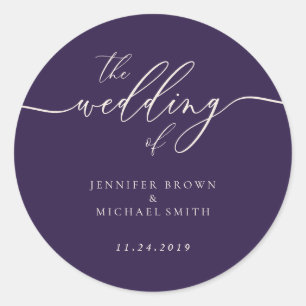 Adesivo Roxo Meia-Noite O Casamento Elegante Script