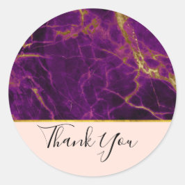 Adesivo Roxo Moderno e Dourado Abstrato Marble Obrigado