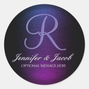 Adesivo Roxo Monogrammed e preto elegantes