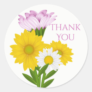 Adesivo Roxo Obrigado Flores Amarelas Sunflower Daisy