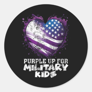 Adesivo Roxo Para Crianças Militares Bandeira Coração Mili