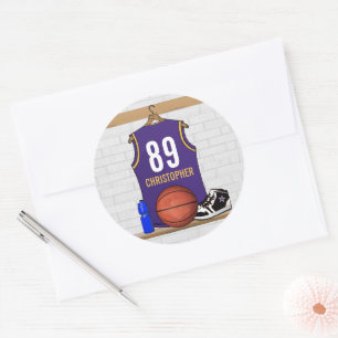 Adesivo Roxo Personalizado e Basquete Dourado