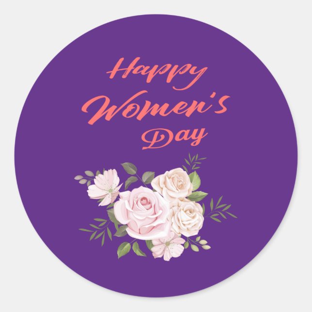 Adesivo roxo real do dia das mulheres felizes (Frente)