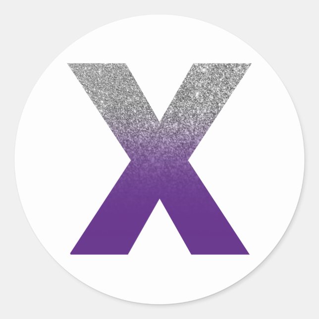 Adesivo Roxo Real e Mouro prateado Monograma X (Frente)