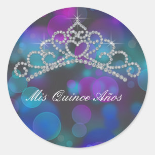Adesivo Roxo Rosa Azul Turquesa Tiara Doce 15 16 Rótulo Qu