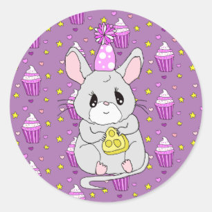 Adesivo Roxo Roxo de Aniversário Bonito