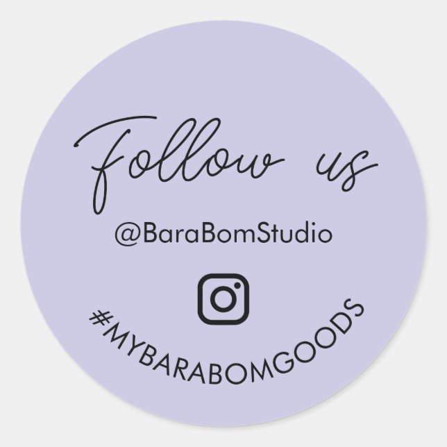 Adesivo Roxo Siga-nos no Instagram Package Sticker (Frente)