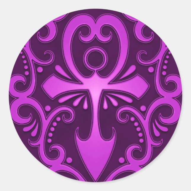 Adesivo Roxo Tribal Ankh (Frente)