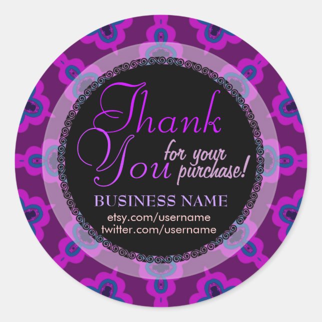 Adesivo Roxo Tribal Star Business Obrigado Sticker (Frente)
