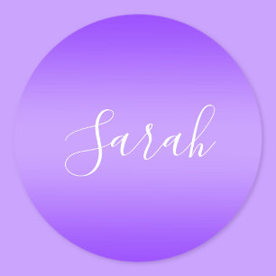 Adesivo Roxo Violeta Ombre Editável & Texto Branco em Scri