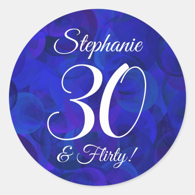 Adesivo Royal Blue 30 e Flirty Birthday Favor (Frente)