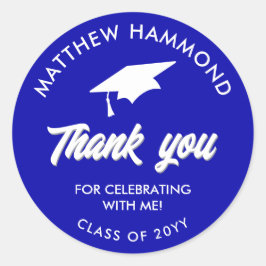 Adesivo Royal Blue Graduating Class Thank You Grad Cap