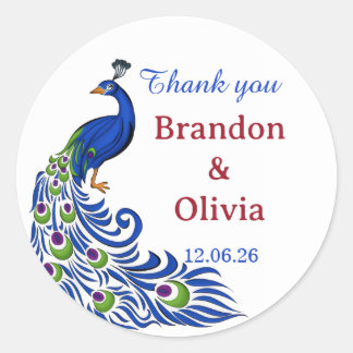 Adesivo Royal Blue Peacock Wedding Stickers & Labels