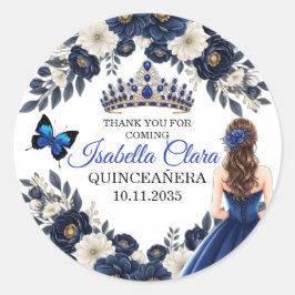 Adesivo Royal Blue Quinceañera Butterfly Favor Sticker