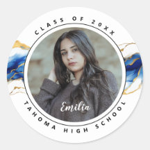 Royal Blue Yellow Dourado Photo Graduation