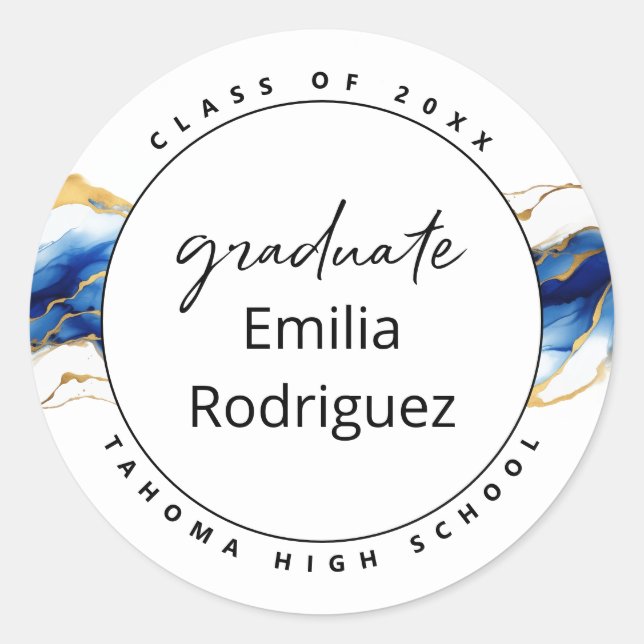 Adesivo Royal Blue Yellow Elegant Graduação Elegante Doura (Frente)