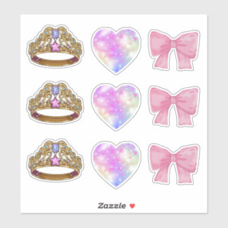 Adesivo Royal Coquette Sticker Sheet | Gold Tiara & Pink 