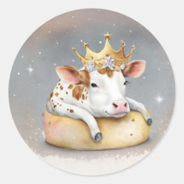 Adesivo Royal Cow Dreaming on Cheese Throne