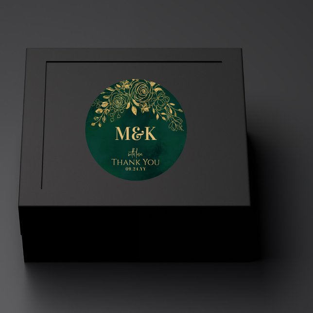 Adesivo Royal Emerald Green Dourado Monograma Floral Obrig (Criador carregado)