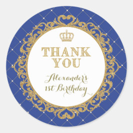 Adesivo Royal Prince Baby Obrigado Sticker Aniversário Fav