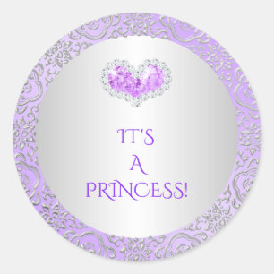 Adesivo Royal Princess Lilac & Silver Diamond Heart Gem