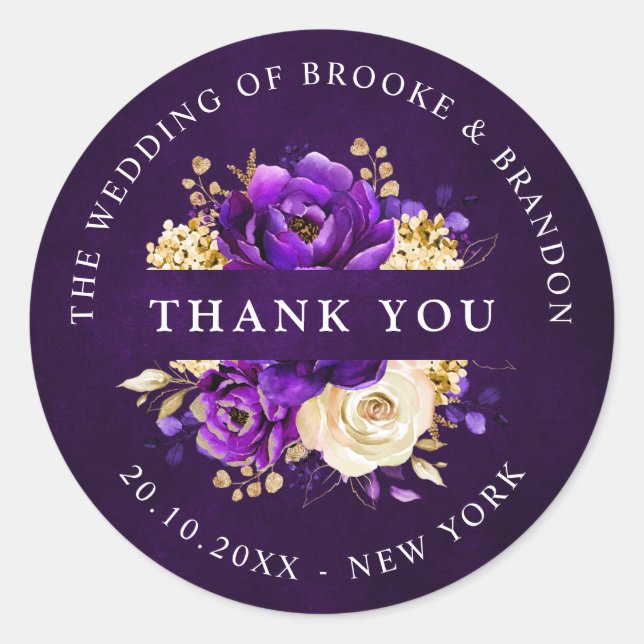 Adesivo Royal Purple Violet Dourado Botânico Obrigado Clas (Frente)