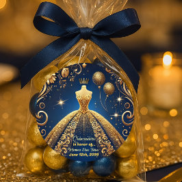 Adesivo Royal Quinceañera, Dourado e Marinho Tema da Princ