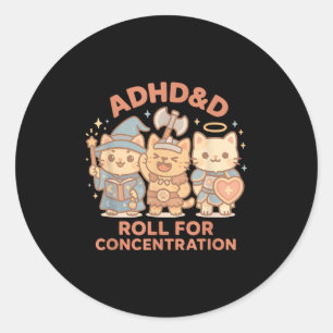 Adesivo Rpg Gamer Adhd&d Roll Para Geek De Concentraçã