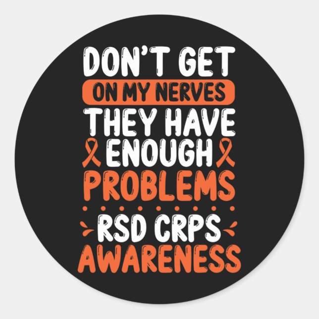 Adesivo RSD CRPS Warrior Orange Ribbon em meus Nervos CRPS (Frente)