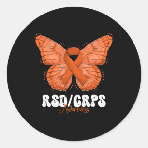 Adesivo RSD Mês de Consciência CRPS Borboleta Laranja Fita