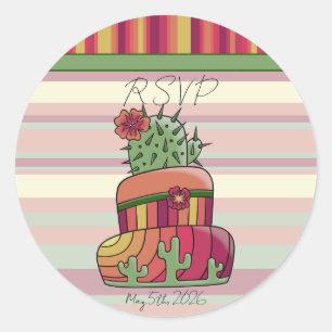 Adesivo "RSVP" Casamento Cacto
