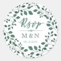 RSVP | Casamento de Wreath Monograma de Folhas Ver