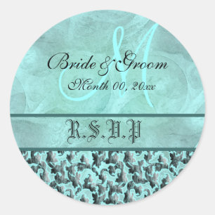 Adesivo Rsvp cinzento do Aqua que wedding o damasco floral