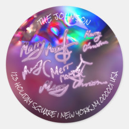 Adesivo RSVP de Devolução de RSVP Roxo Feliz Natal