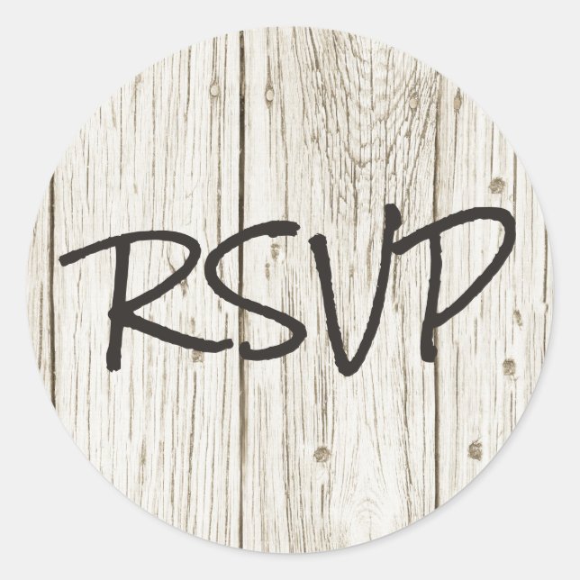 Adesivo RSVP de Madeira Rustic (Frente)