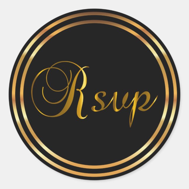 Adesivo RSVP | Preto e Ouro (Frente)