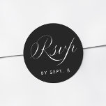 Adesivo RSVP Preto Minimalista de Caligrafia Elegante<br><div class="desc">Simples Vinheta RSVP Preta de Caligrafia Elegante.</div>