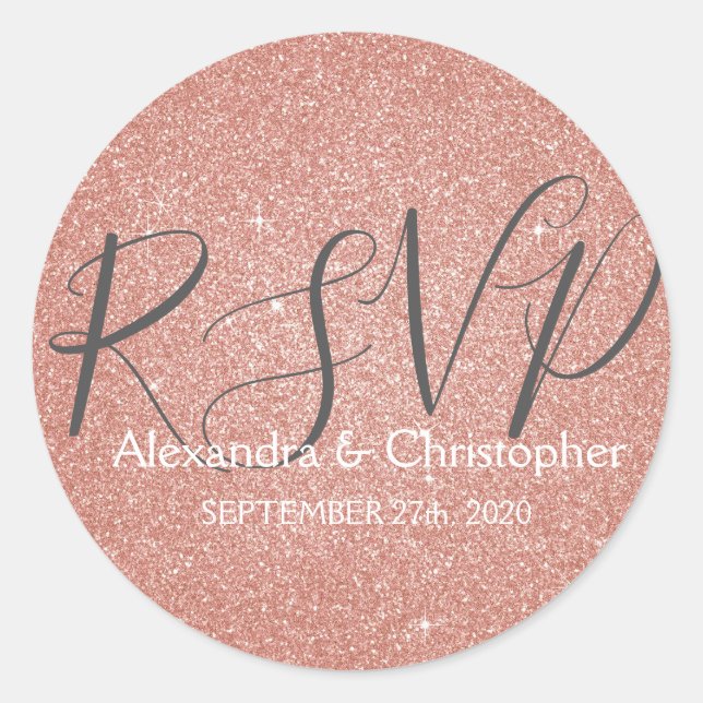 Adesivo RSVP Rosa Rosa Rosa Dourada e Brilhante (Frente)